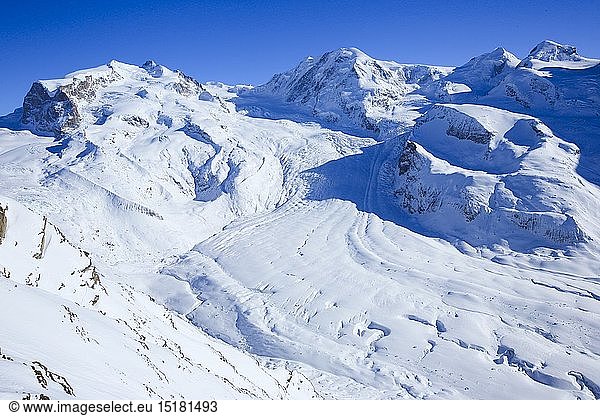 Geografie  Schweiz  Monte Rosa  4633 m  Dufourspitze 4634m  Liskamm  4527m  Wallis