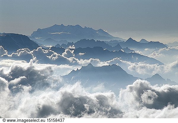 Geografie  Schweiz  Monte Rosa Massiv von SÃ¼dwesten  Walliser Alpen
