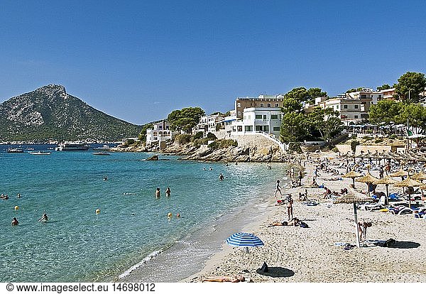 Geografie  Spanien  Balearen  Mallorca  Sant Elm  Strand  Menschen  Insel Dragonera