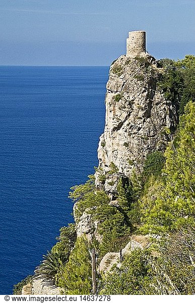 Geografie  Spanien  Balearen  Mallorca  WestkÃ¼ste  Banyalbufar  Torre de les Animes (15. Jh.)