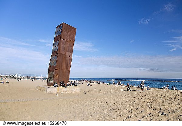 Geografie  Spanien  Barcelona  Platja de la Barceloneta  Skulptur L'Estel Ferit von Rebecca Horn