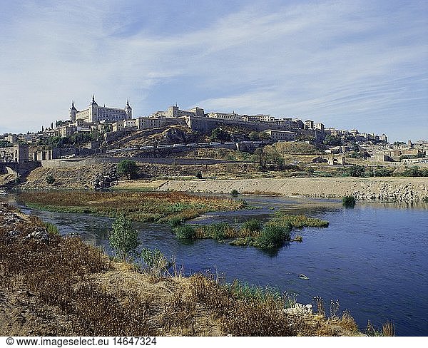 Geografie Spanien Toledo Stadtansicht mit Rio Tajo und Alcazar