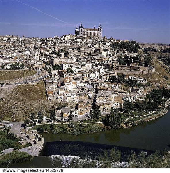 Geografie  Spanien  Toledo  Stadtansichten  mit Festung Alcazar  Rio Tajo