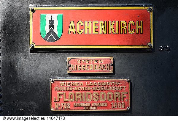 Geografie  Ã–sterreich  Tirol  Verkehr  Lokomotive der Achenseebahn  gebaut 1889  Detail