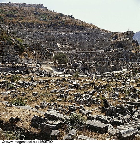 Geografie  TÃ¼rkei  Ephesos  Theater aus dem 3.Jahrhundert v.Chr. erneuert im 1. Jahrhundert  Blick Ã¼ber die RuinenstÃ¤tte