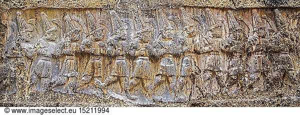 Geografie  TÃ¼rkei  Yazilikaya  1650 und 1200 v.Chr.  Ausgrabungen  Fries mit Prozession der GÃ¶tter der Unterwelt