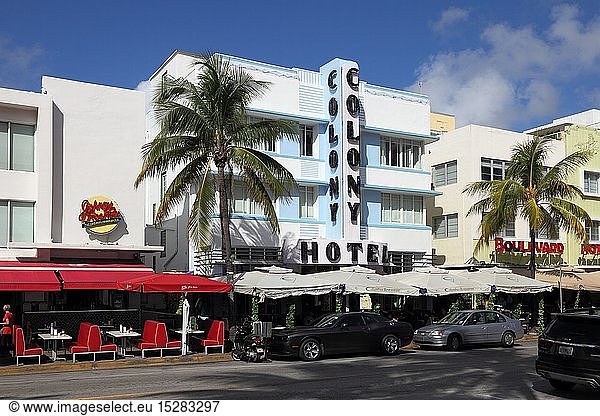 Geografie  USA  Florida  Miami Beach  Colony Hotel im Art Deco District  Ocean Drive  Miami Beach