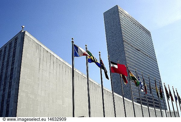 Geografie  USA  New York  New York  GebÃ¤ude  United Nations Hauptquartier  AuÃŸenansicht