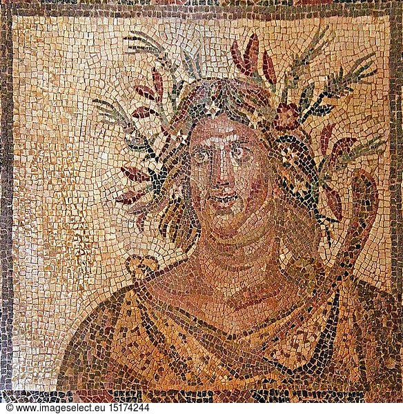 Geografie  Zypern  Paphos  ArchÃ¤ologischer Park  Haus des Dionysos  Raum 3  Mosaik der vier Jahreszeiten  Herbst
