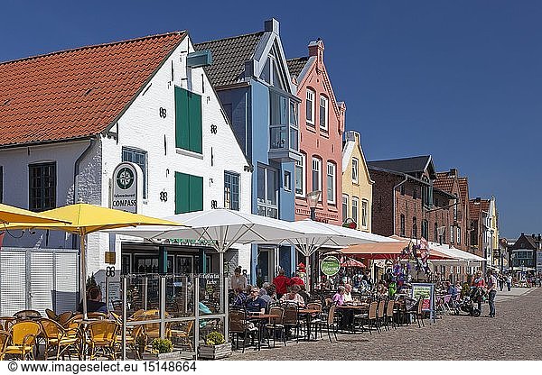 geography / travel,  Germany,  Schleswig-Holstein,  Husum,  restaurants and cafe on the Husum inland port,  Husum,  Schleswig-Holstein