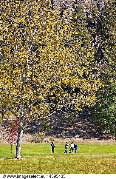 geography / travel  Canada  British Columbia  Okanagan-Similkameen D  People playing golf at the Twin Lakes Golf & RV Resort during fall  Marron Valley  Highway 3A  Okanagan-Similkameen Region  Okan
