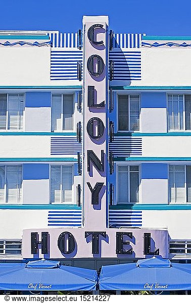 geography / travel  Colony Hotel on Ocean Drive  Miami  South Beach  Miami  Florida  U.S.A