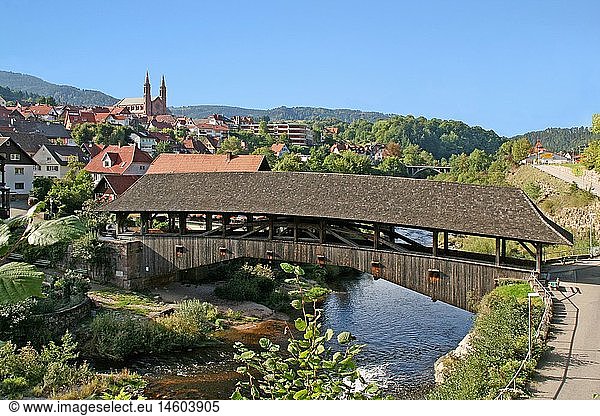 geography / travel  Germany  Baden-Wuerttemberg  Forbach  Murg River  historic wooden bridge