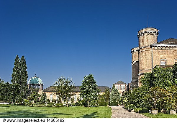 geography / travel  Germany  Baden-Wuerttemberg  Karlsruhe  castle  botanical garden with orangery and arch building