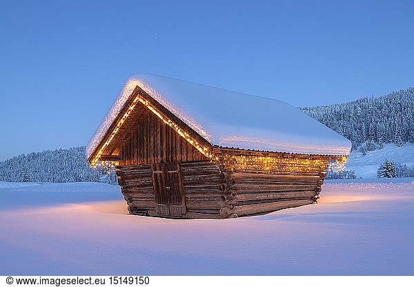 geography / travel  Germany  Bavaria  Klais  wintry hut at Elmau  Klais  Upper Bavaria