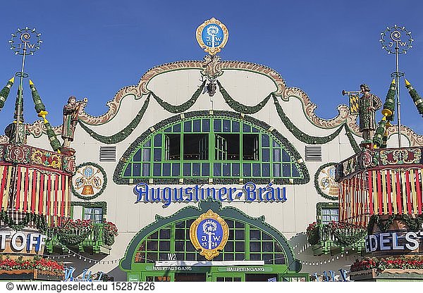 geography / travel  Germany  Bavaria  Munich  beer tent des Augustiner-Braeu on the Munich Oktoberfest  Ludwigsvorstadt  Upper Bavaria  Southern Germany