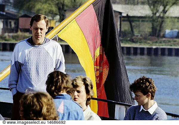 geography / travel  Germany  East-Germany  symbol  flag  on the ship of the White Fleet on the river Spree  1980s