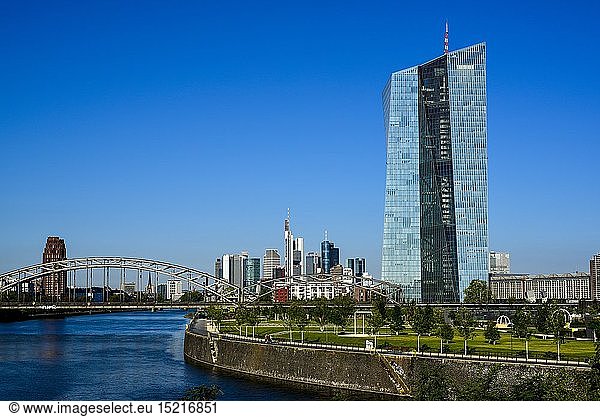 geography / travel  Germany  Hesse  Frankfurt  new seat of the European Central Bank  built 2010 - 2014  after deaign by Wolf D. Prix  exterior view