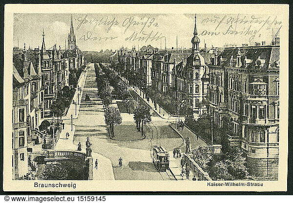 geography / travel  Germany  Lower Saxony  Brunswick  Kaiser Wilhelm Strasse  postcard  sent 1927