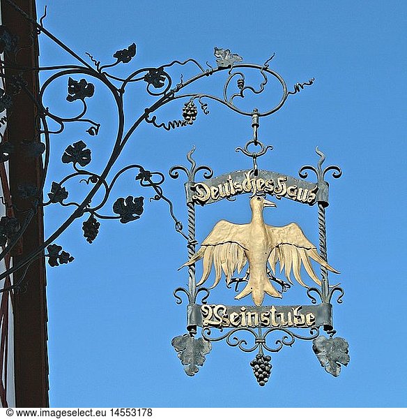 geography / travel  Germany  Rhineland-Palatinate  Westhofen  historic sign of the wine tavern 'Deutsches Haus'