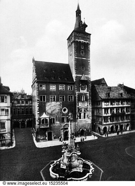 geography / travel  Germany  Wuerzburg  building  old city hall  Grafeneckart  exterior view  circa 1930