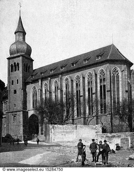geography / travel  Germany  Wuerzburg  churches  Deutschhauskirche  exterior view  picture postcard  circa 1910