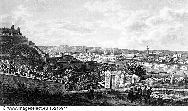 geography / travel  Germany  Wuerzburg  view  lithograph by Gustav Kraus  circa 1840