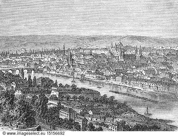 geography / travel  Germany  Wuerzburg  view  wood engraving  circa 1880