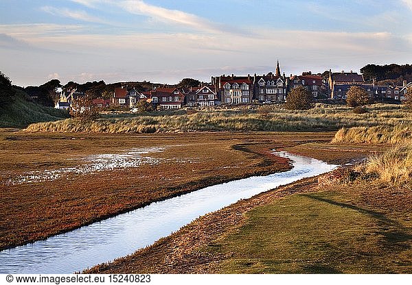 geography / travel Great Britain England Alnmouth Alnmouth and Flood Meadow in the Aln Estuary at Sunset Northumberland