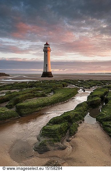 geography / travel  Great Britain  England  Perch Rock  Perch Rock lighthouse at sunrise  New Brighton  Cheshire.