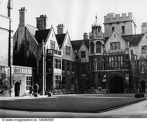 geography / travel  Great Britain  Oxford  buildings  university  Brasenose College  exterior view  1950s
