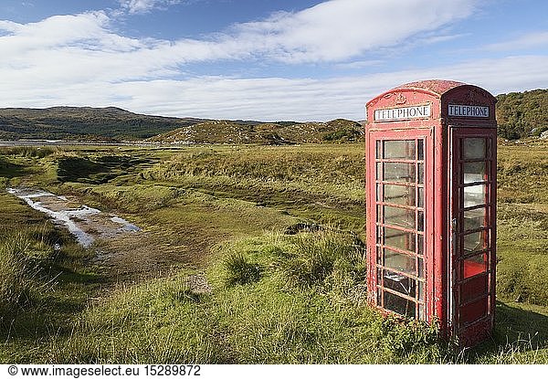 geography / travel  Great Britain  Scotland  British Telecom phone box at Kentra  Moidart  Lochaber  Highland