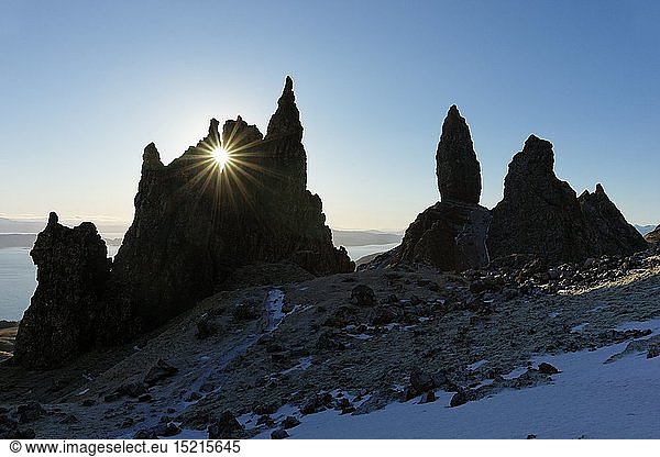 geography / travel  Great Britain  Scotland  The Old Man of Storr in silhouette  Trotternish  Isle of Skye