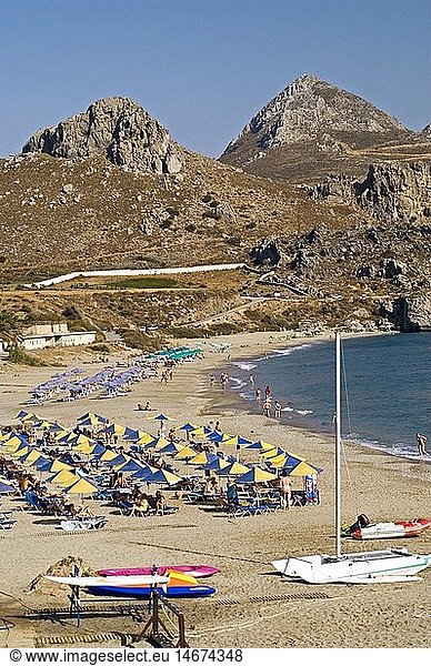geography / travel  Greece  Island Crete  Damnoni  beaches  beach  bay  bathers  Mediterranean