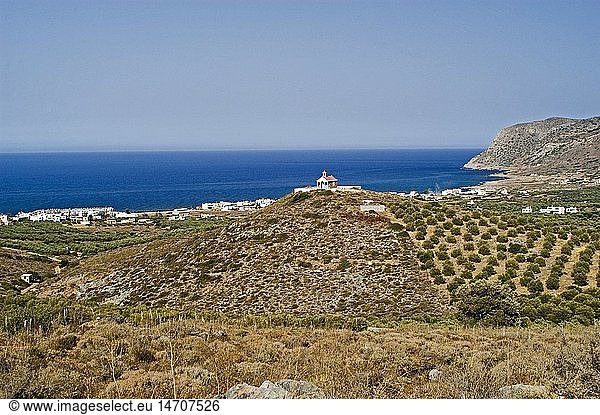 geography / travel  Greece  Island Crete  landscapes / landscape  landscape  chapel  near Milatos  coast  Mediterranean