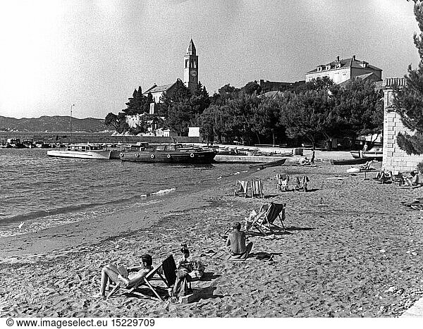 geography / travel historic  Croatia  islands  Lopud  beach  view  1972