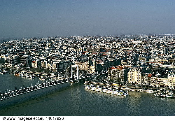 geography / travel  Hungary  Budapest  city views / cityscapes  Pest  river Danube  Elizabeth Bridge