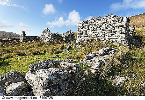 geography / travel  Ireland  County Mayo  The ruins of the deserted village of Slievemore  Achill Island  County Mayo  Connaught.
