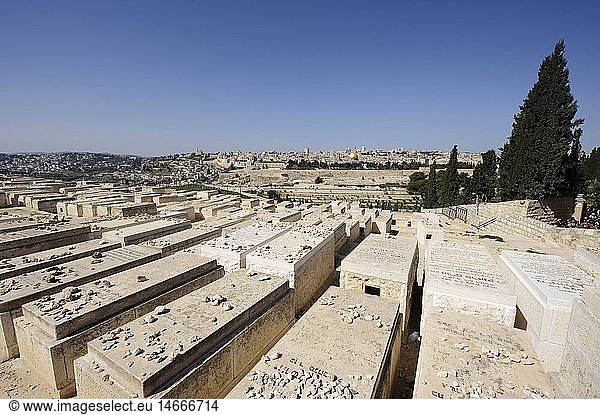geography / travel  Israel  Jerusalem  cemetery  Mount of Olives  Dome of the rock