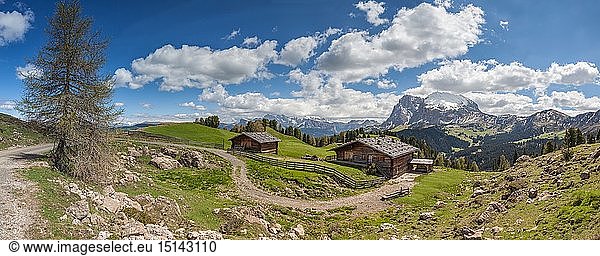 geography / travel  Italy  South Tyrol  Alpine hut on the Seiser mountain pasture  panorama