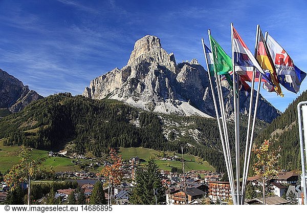 geography / travel  Italy  South Tyrol  Corvara  townscape  Sassongher massif