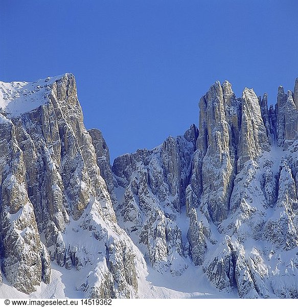 geography / travel  Italy  South Tyrol  landscape / landscapes  Trentino  mountains near Latemar  winter