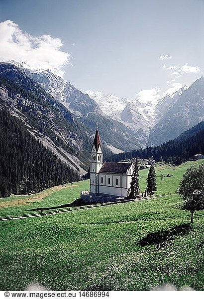 geography / travel  Italy  South Tyrol  Trafoi  churches  parish church  exterior view  Stelvio Pass  Ortler Massif