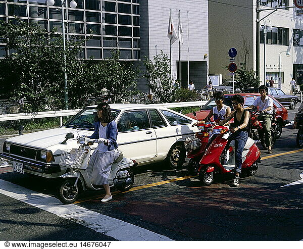 geography / travel  Japan  Kamakura  street scenes  youth people driving by motorcycle