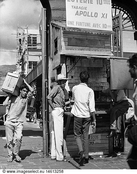 geography / travel  Mauritius  Port Louis  street scene  lottery booth in a shopping street  1960s  60s  20th century  historic  historical  store  stores  shop  shops  trade  dealer  dealers  street scene  street scenes  pedestrian  pedestrians  passer-by  passerby  passers-by  old town  historic city centre  historic city center  inner city  midtown  city centre  town centre  urban core  lottery  lotteries  do the lottery  game of chance  games of chance  stall  huckster  hucksters  street vendor  lottery tickets  batch  people