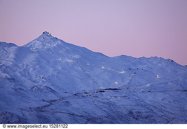Geography / travel  New Zealand  Coronet Peak Ski Area at Dusk  Queenstown  South Island