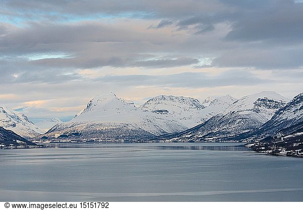 geography / travel  Norway  Fjord in winter  Balsfjord  Northern  Norway