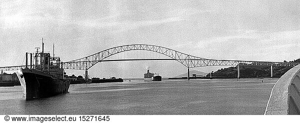 geography / travel  Panama  traffic / transport  Panama Canal  Bridge of the Americas  1962  historic  historical  Central America  20th century  ship  navy  built: 1962  Puente de las Americas  Thatcher Ferry Bridge  Pan-American Highway  building  connection  North and South America  CEAM  1960s