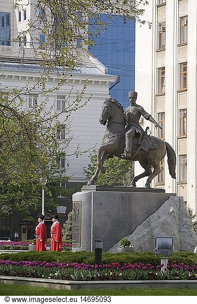 geography / travel  Russia  ?rasnodar  ?uban cossacks beside a monument