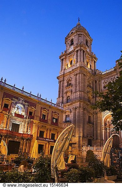 geography / travel  Spain  Andalucia  Malaga  The Cathedral at Dusk